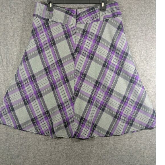 East 5th Women's Purple Gray Plaid Midi‎ Skirt with Liner Size 14 Petite - Picture 4 of 11